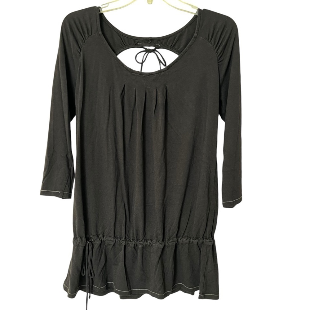 ALO Yoga Bamboo Blend Keyhole Open Back Top Tunic Drop Cinch Waist Size Medium